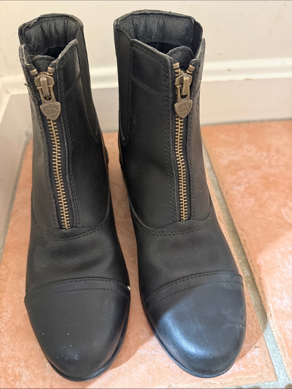 Ariat Black Front-Zip Kids Ankle Boots